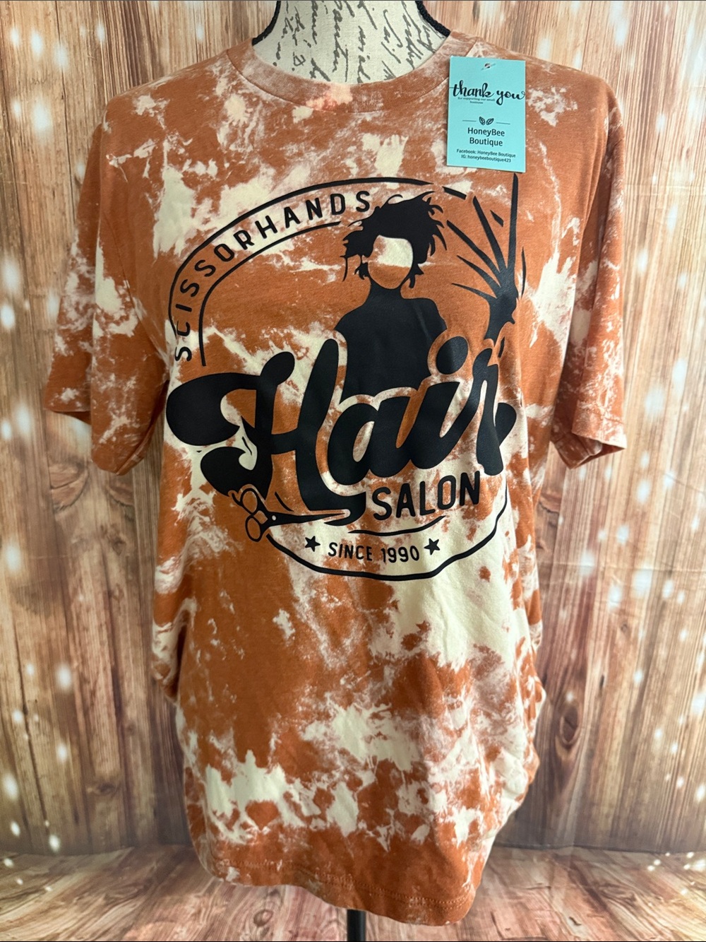 Bella Canvas Orange and Cream Tie-Dye Halloween Edward Scissorhands T-shirt